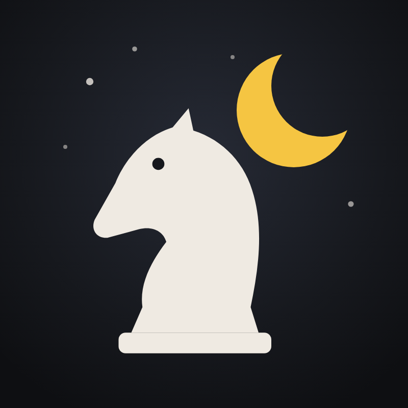 Lofi Chess logo: a knight under a crescent moon